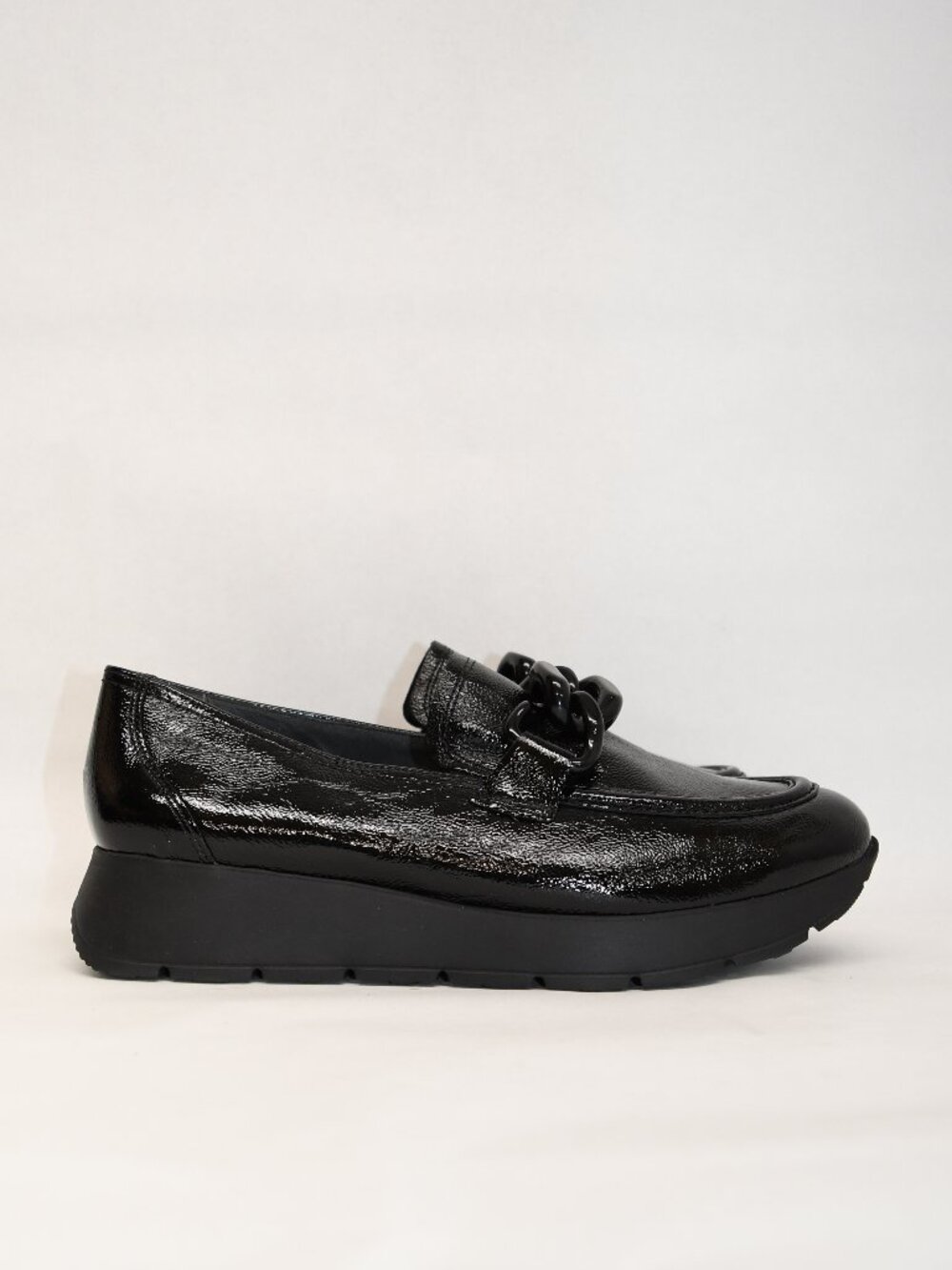 $480 PAUL GREEN Cleo Loafer SHOES BLACK CRINKLED PATENT 9 US (A6) - Picture 2 of 8